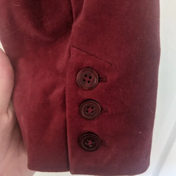 Vintage Old Navy Blazer Women’s Burgundy Velvet Silky Bow Detail | Small - Picture 4 of 8